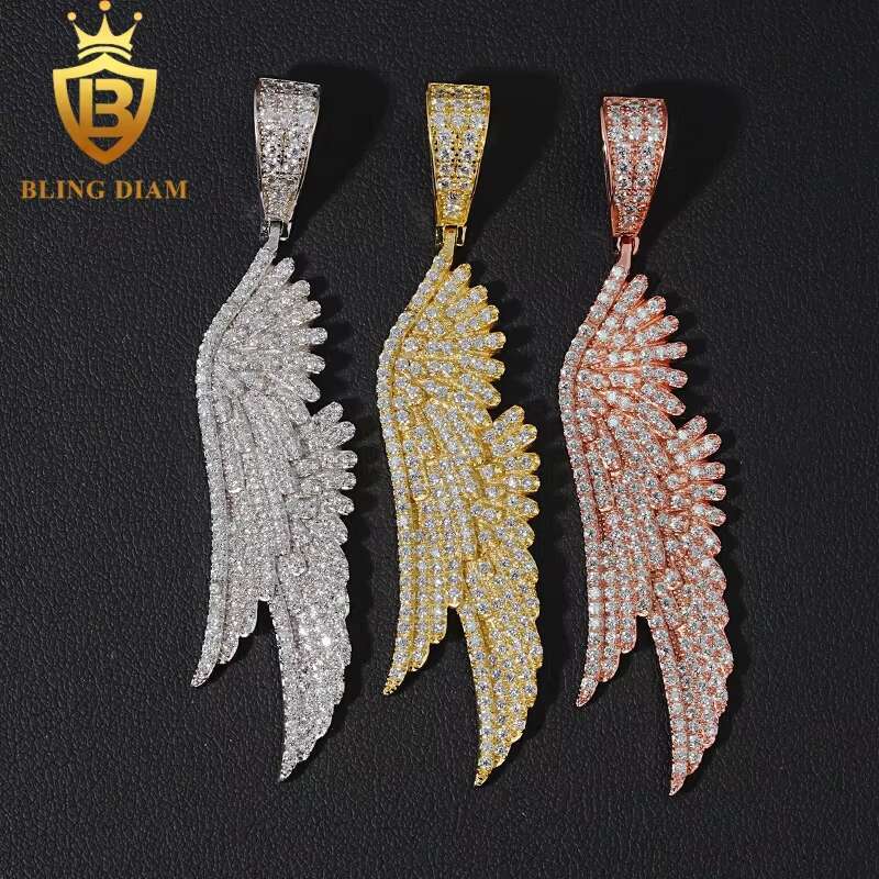 Wholesale Price Wing Pendant Hip Hop Fine Jewelry Vvs Moissanite Iced Out 925 Silver Charm Pendants