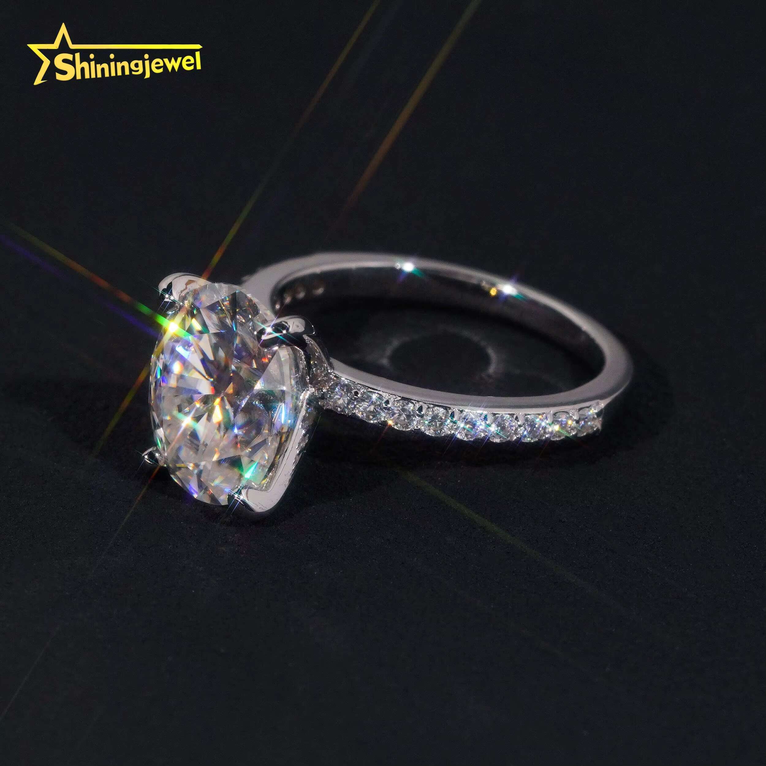 Fast Shipping Wedding Ring Gold Plated Oval Cut Moissanite VVS Pass Diamond Test 925 Sliver Engagement Rings for Women