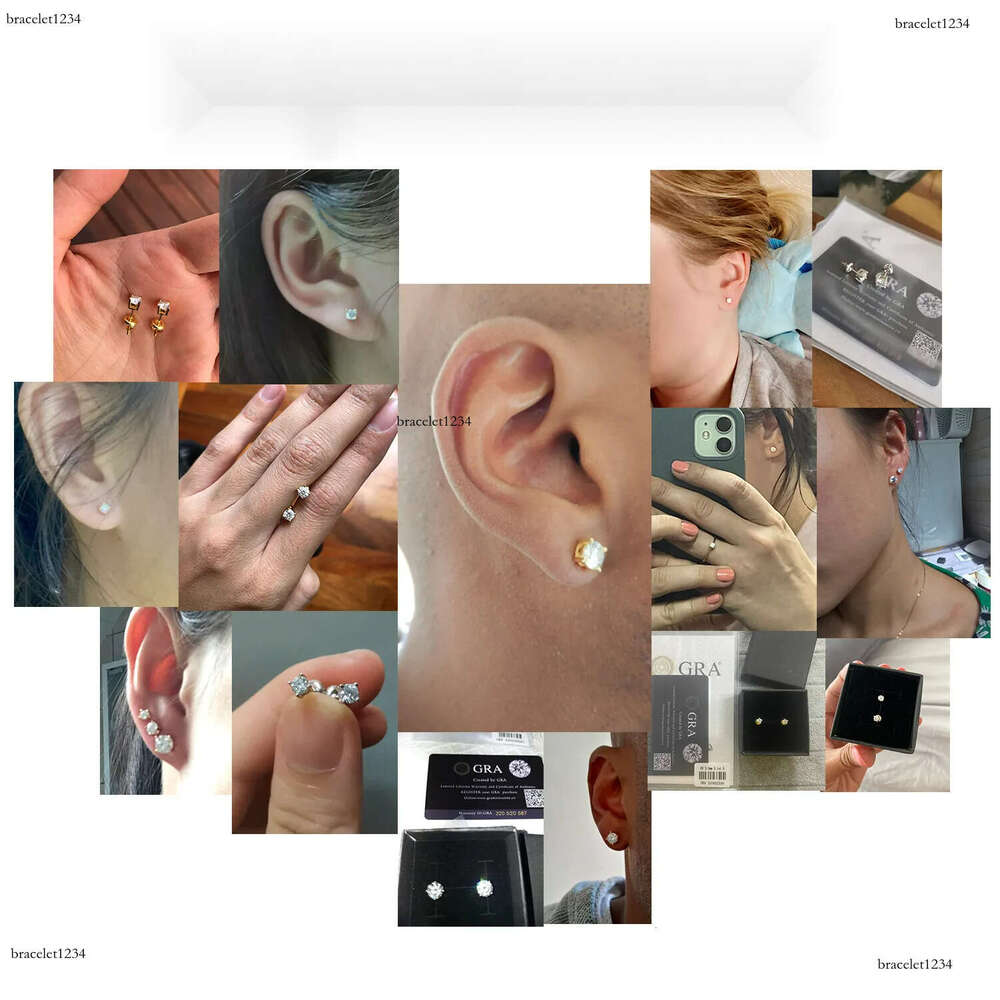 Real Moissanite Earring Studs for Women 0.1-1 Carat D Color 100% Sterg Sier Earrings 2023 Trend Fine Quality Wedding Gold Plated Jewelry Gifts Bijoux