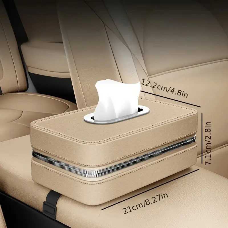 Car Leather Tissue Box With A Simple And High-End Feel Car Seat Back Armrest Box Multi-Functional Hanging Tissue Storage BoxM251124