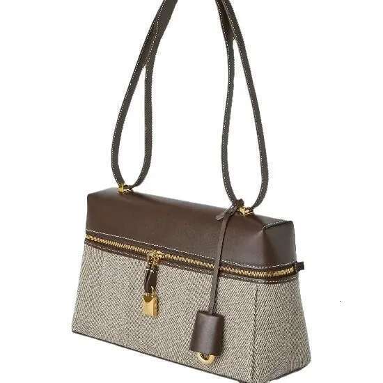 New canvas lunch box fashionable and high-end temperament, single shoulder crossbody women's bag, leather handbag