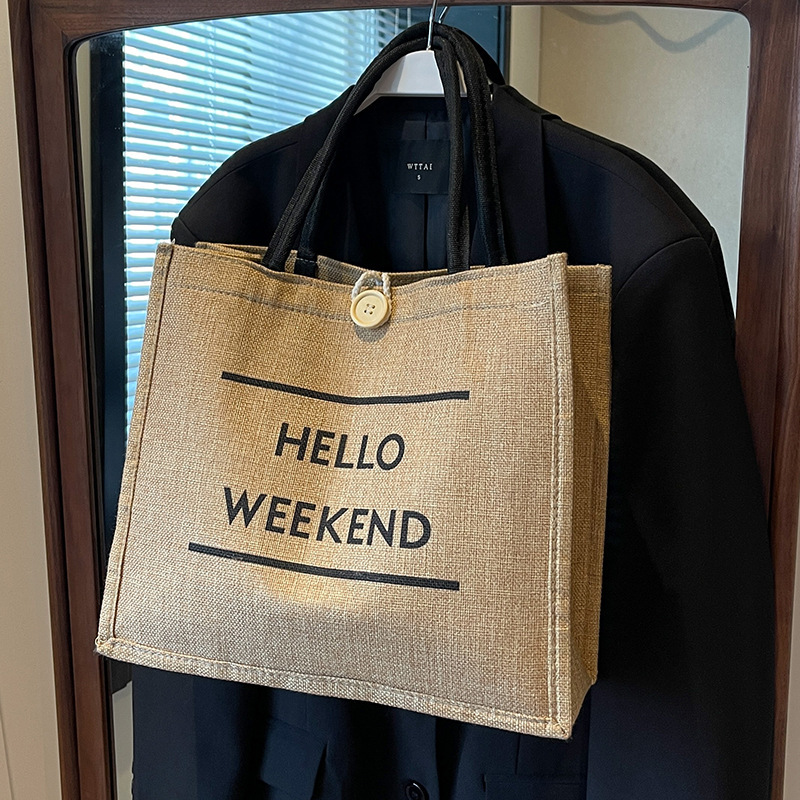 Large Capacity Linen Single Shoulder Handbag Suitable For Women's New Ethnic Style Fashionable Mommy Bag College Student Class Handbag