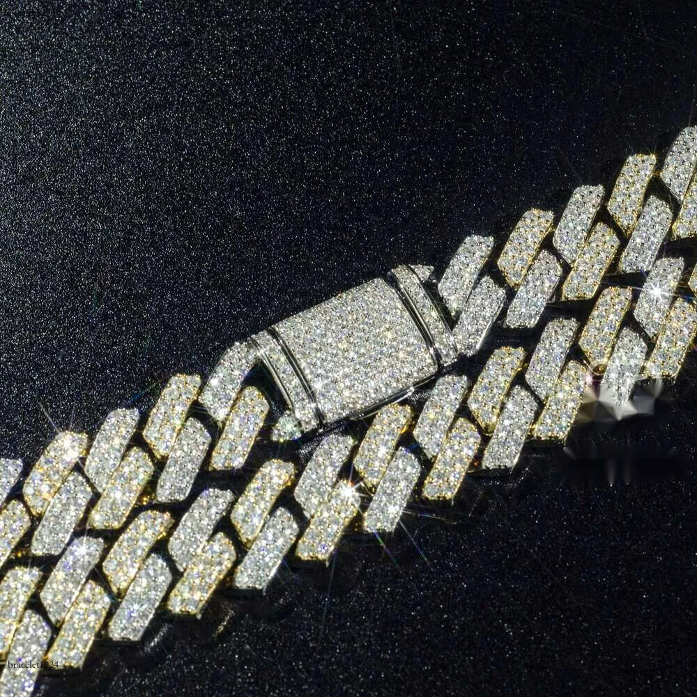 Custom Iced Out Sterg Pendant Moissanite Dia Designer Fashion Necklaces Sier Miami Cuban Chain GRA 14mm 2 Rows Gold Hip Hop Necklace Jewelry for Men
