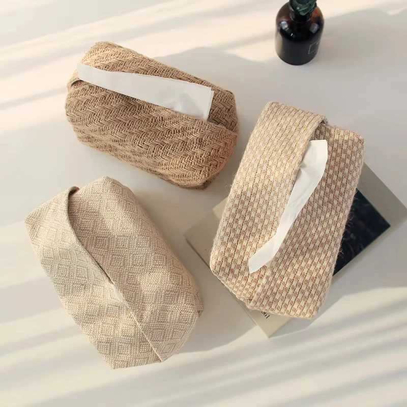 Cotton Linen Cloth Art Tissue Box Holder Rectangle Container Towel Napkin Paper Bag Pumping Box Home Decor Handkerchief Box GiftM251124