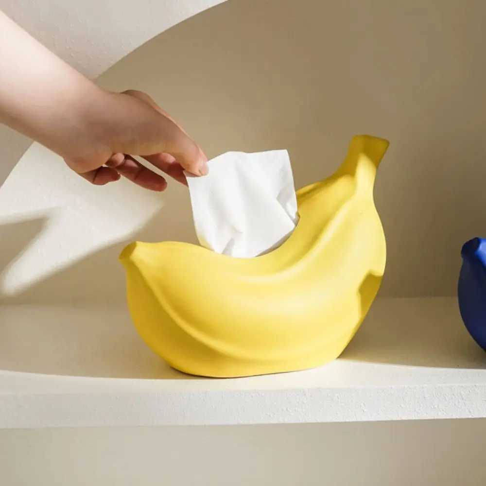 Creative Ceramics Banana Tissue Box Exquisite Modern Stylish Napkin Storage Box Household Facial Paper Organizer BedroomM251124