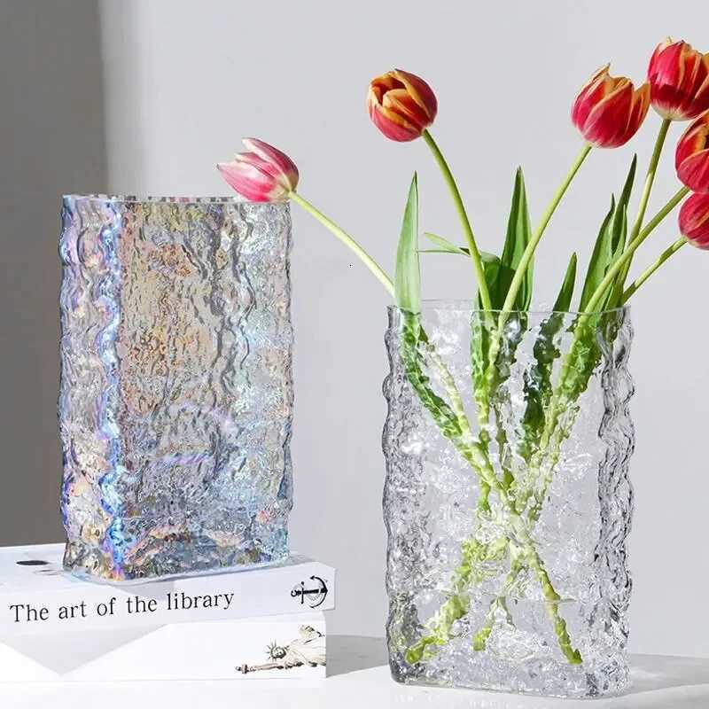 Nordic Glacier Flower Vase Transparent Hydroponic Glass Luxury Clear Vases For Table Centerpieces Wedding Living Room Decor C251124