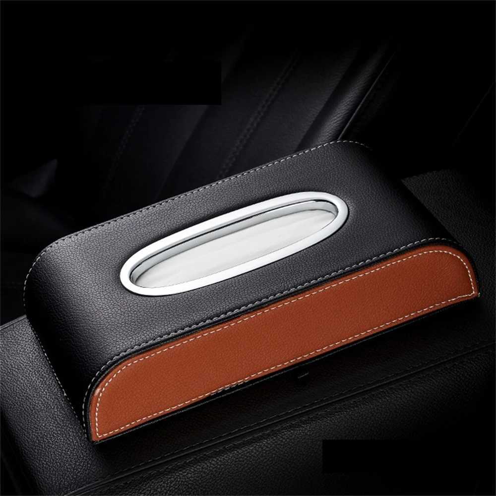 Universal Car Tissue Box Creative Leather Napkin Holder Box Back Seat Tissue Storage Decoration BagM251124