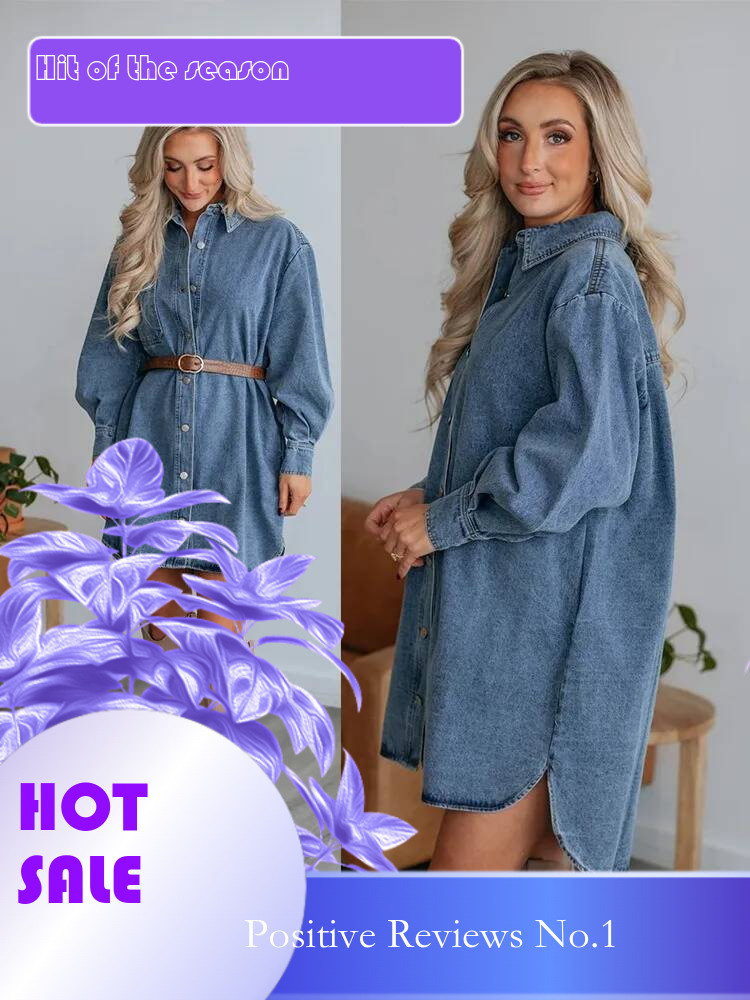 Dongdumaoyi Summer New Casual Women S Denim Dress Style Fashion Slimming Long Sleeve D