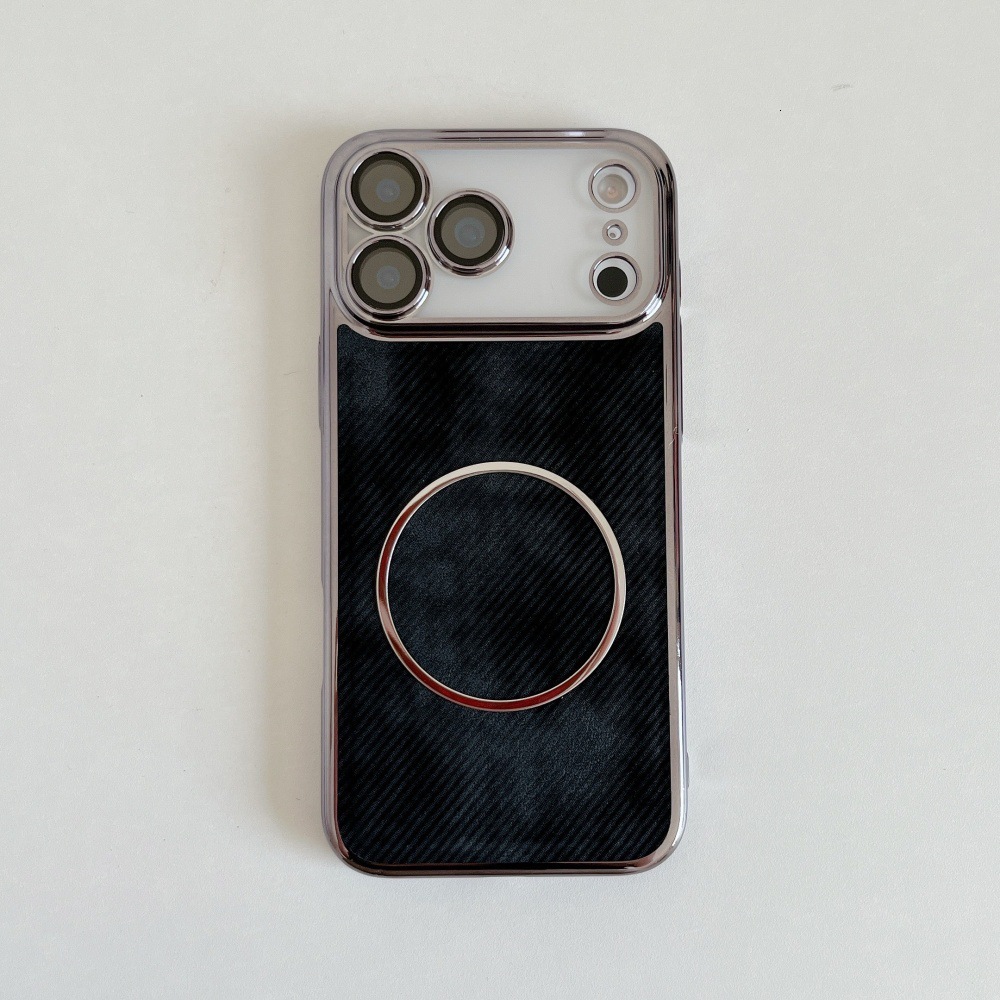 Denim Texture Magnetic Phone Case Compatible with iPhone 17 Pro Max Electroplated Full Coverage Lens Protector Hard Case