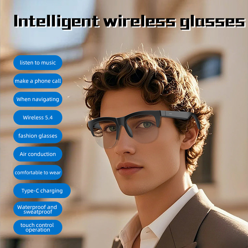 F02 Intelligent Wireless Glasses Bluetooth 5.4 Music Play Handsfree Call Outdoor Sports Headphones Anti UV Blue Light Smart Sun Glasses for Men Women