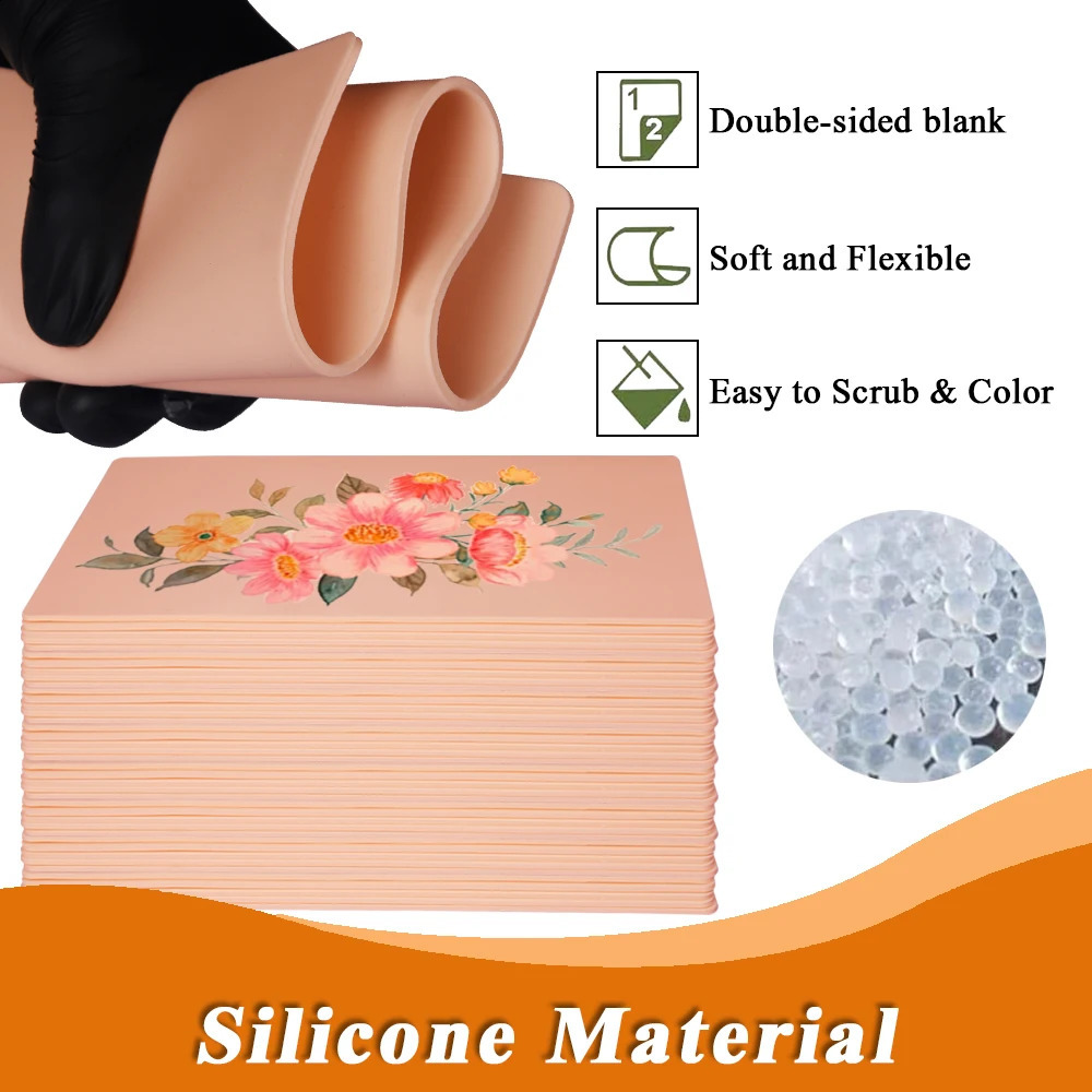8/5/3/2/1pcs m Tattoo Practice Skin Big Blank Silicone Fake Skin Double Sides Tattoo Beginner Practice Skin Tattoo Accessories 250422