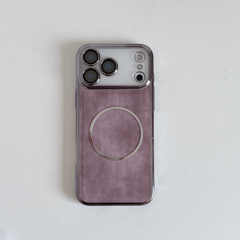 Denim Texture Magnetic Phone Case Compatible with iPhone 17 Pro Max Electroplated Full Coverage Lens Protector Hard Case
