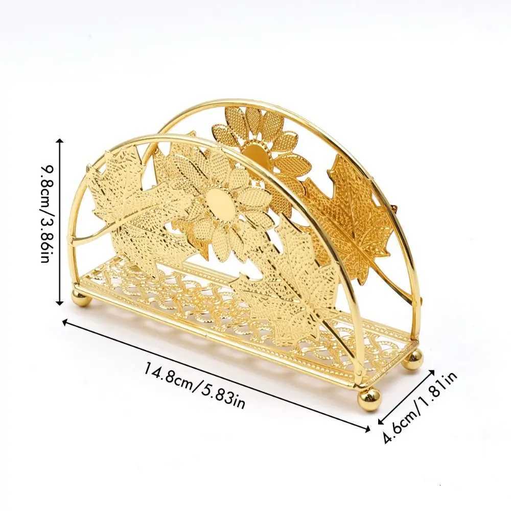 FlowersLeaves Metal Napkin Holders Hollowed-out Design Gold Luxury Vertical Napkin Dispenser Multi-purpose FreestandingM251124