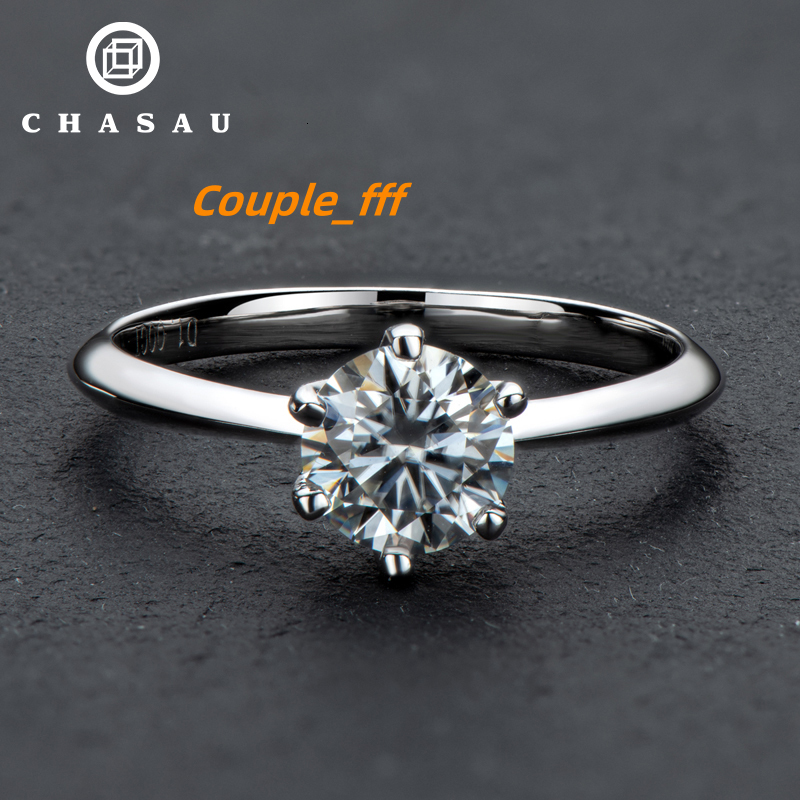 Custom 0.5CT 1CT 2CT 3CT Vvs D 925 Sterling Silver Solitaire Moissanite Wedding Engagement Ring for Women with Gra Certificate