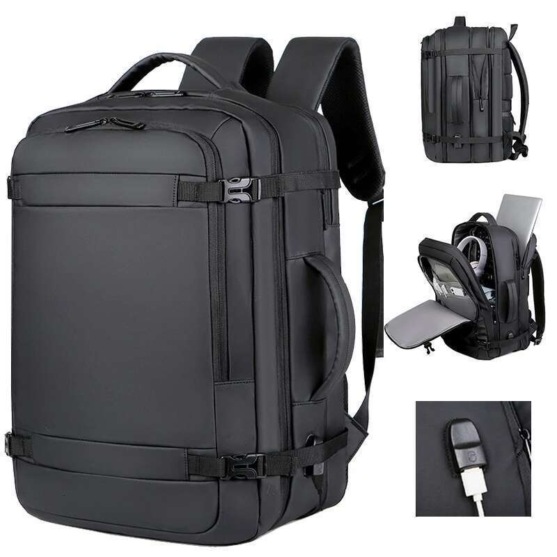designer bag 40l expandable usb travel backpack flight approved carryon bag for airplanes waterresistant and durable fits 17inch laptop