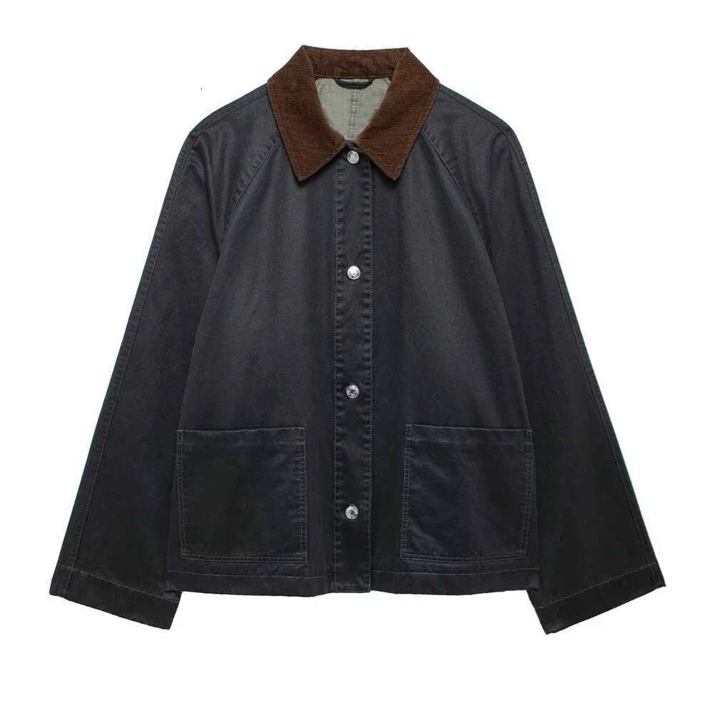 Designer Clothes Pb&Za Autumn/Winter New Product Fashion Casual Women's Corduroy Collar Coat Loose Single Breasted Top