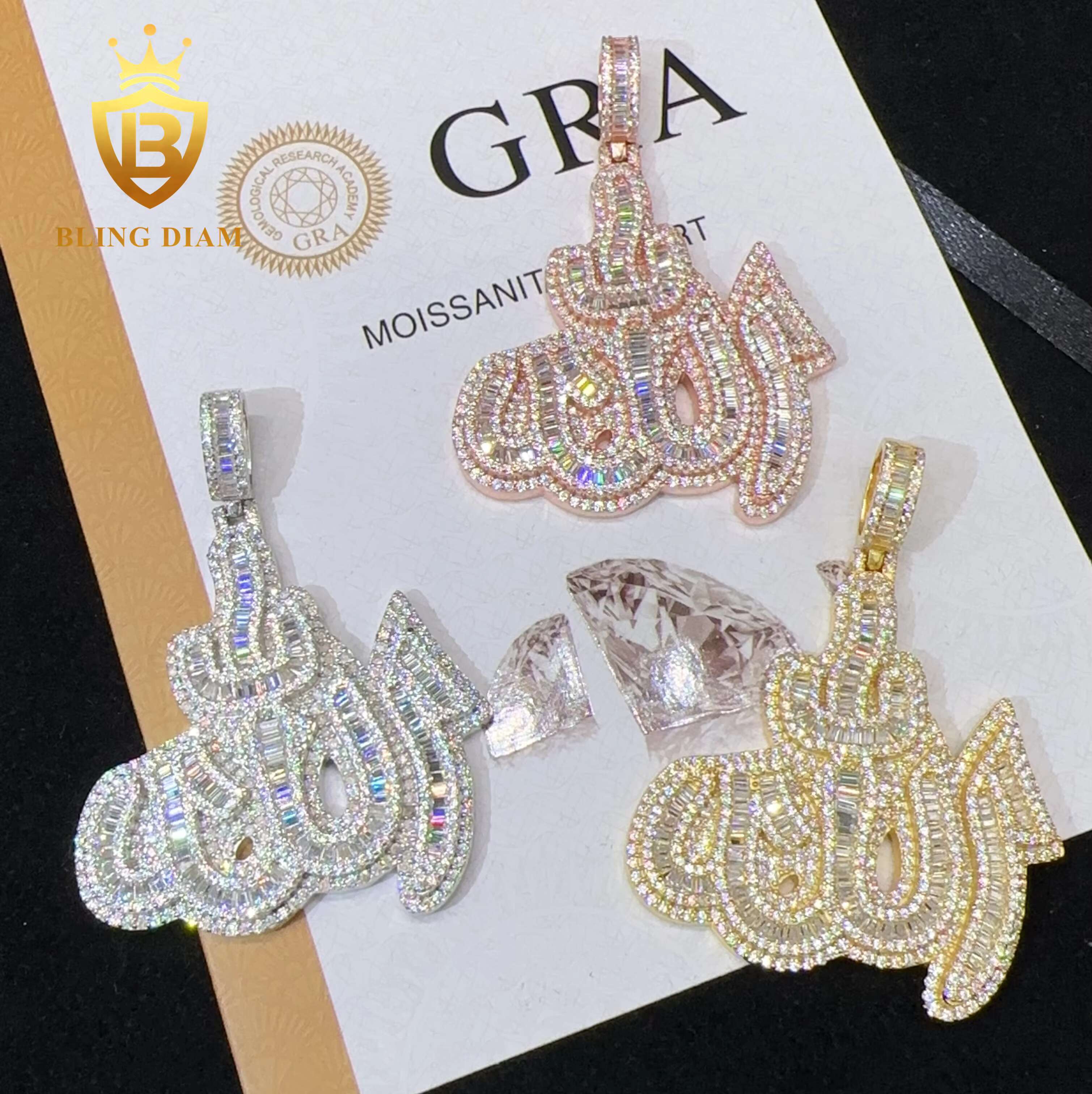 Custom Anchor Pendant Iced Out S925 Moissanite Diamond Initial Pendant Hip Pop Pendant