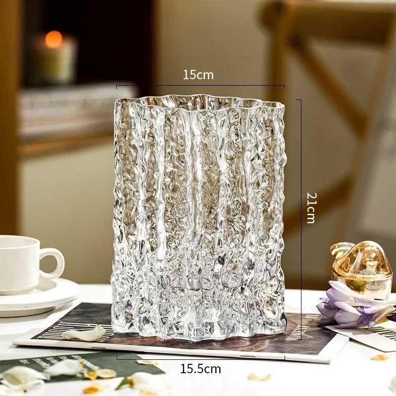 Light Luxury High-end Transparent Glass Vase Ornament Living Room Flower Arrangement Decoration Home Decoration C251124