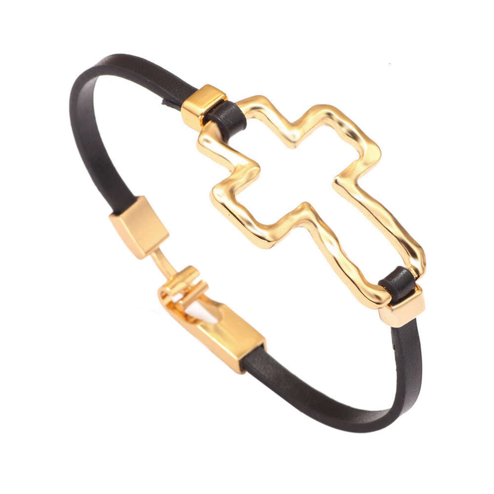 Hot selling metal exaggerated versatile fashion design creative cross heart electroplating trendy wristband