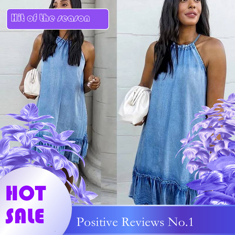 Dongdumaoyi Summer Backless Denim Halter Dress Women S Clothing D