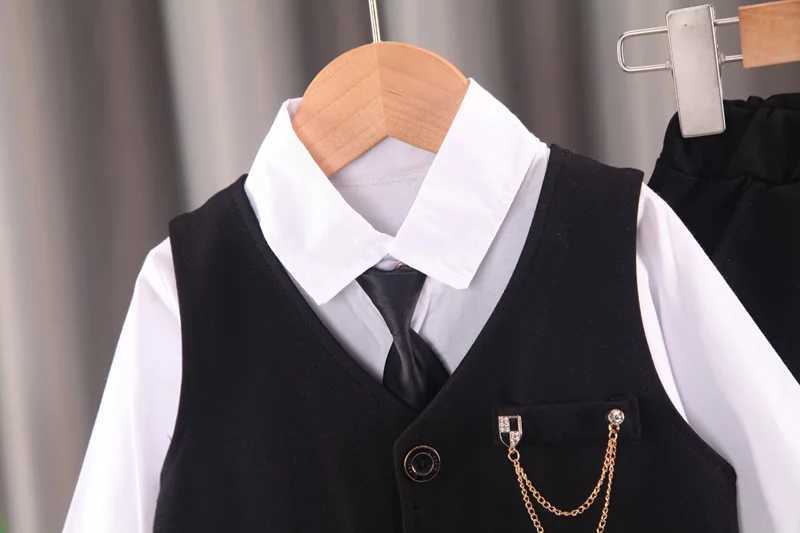 Clothing Sets Baby clothes spring and autumn long sleeved childrens gentlemen set casual three piece set banquet host and performance clot R250424 CSL