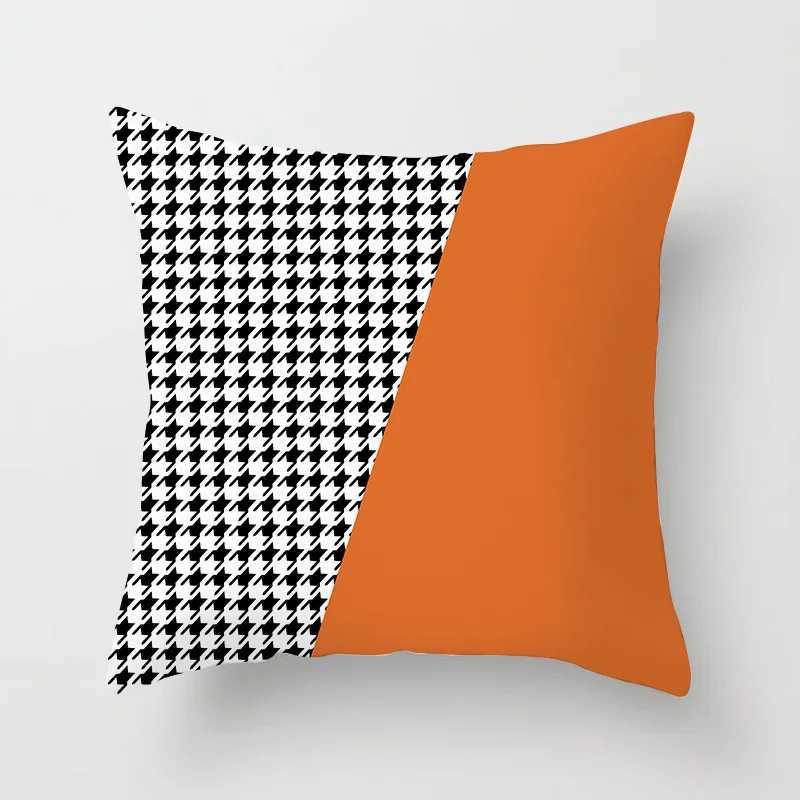Orange Geometric Series throw pillow cover with short plush print living sofa decoration cushion cover pillow covers decorative G251124