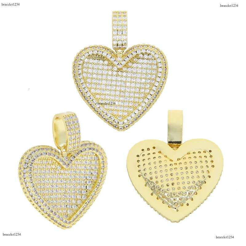 Iced Out Big Heart Pendant with Rope Chain Necklace Paved 5A Cz Stone for Women Men Hip Hop Necklaces Jewelry Drop Ship