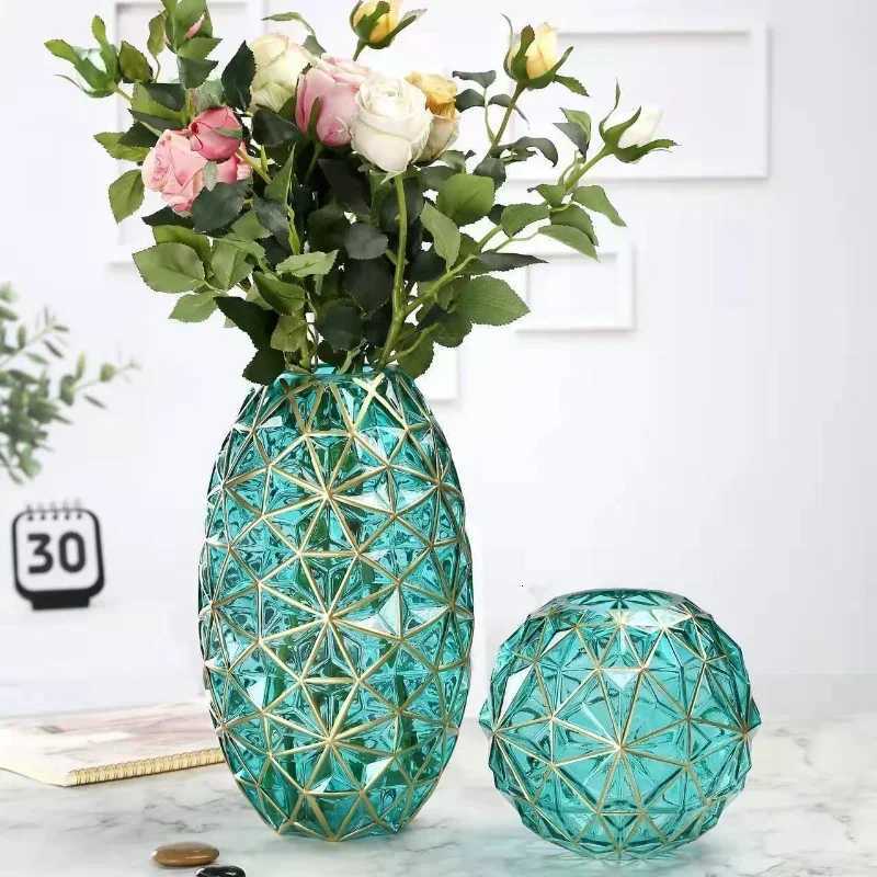 Light Luxury Nordic Glass Vase Living Room Decoration Flowers Arrangement Creative Flower Vase Home Decoration Accessories C251124