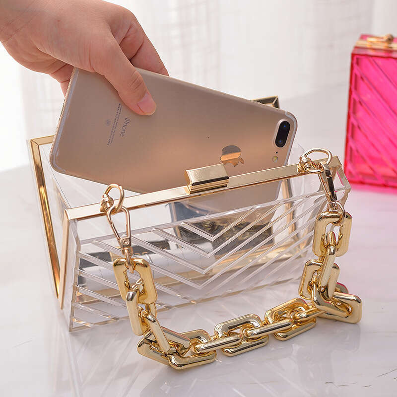 Dinner Bag New Acrylic Transparent Trendy Banquet Detachable Fashionable And Versatile Women S Bag Handbag KQ