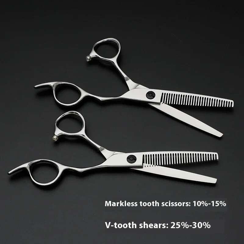 6.0 Inch JP440C Professional Salon Stylist Barber Straight Cut Seamless/V Tooth Hair Haircut Scissors Set