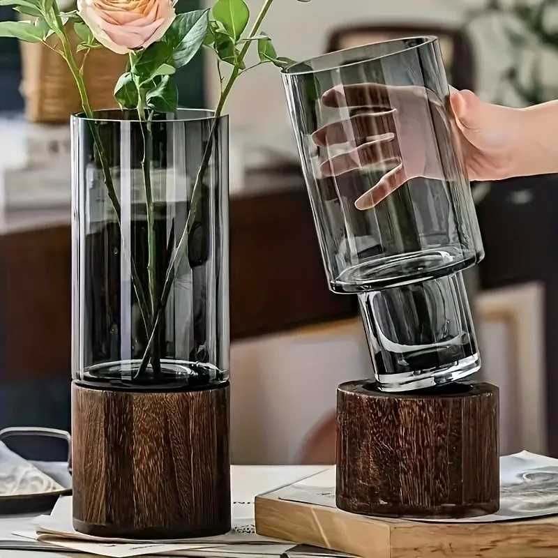 Light Luxury Simple Retro Vase Decoration Creative Primary Color Glass Water Nourishing Vase Living Room Table Decoration C251124