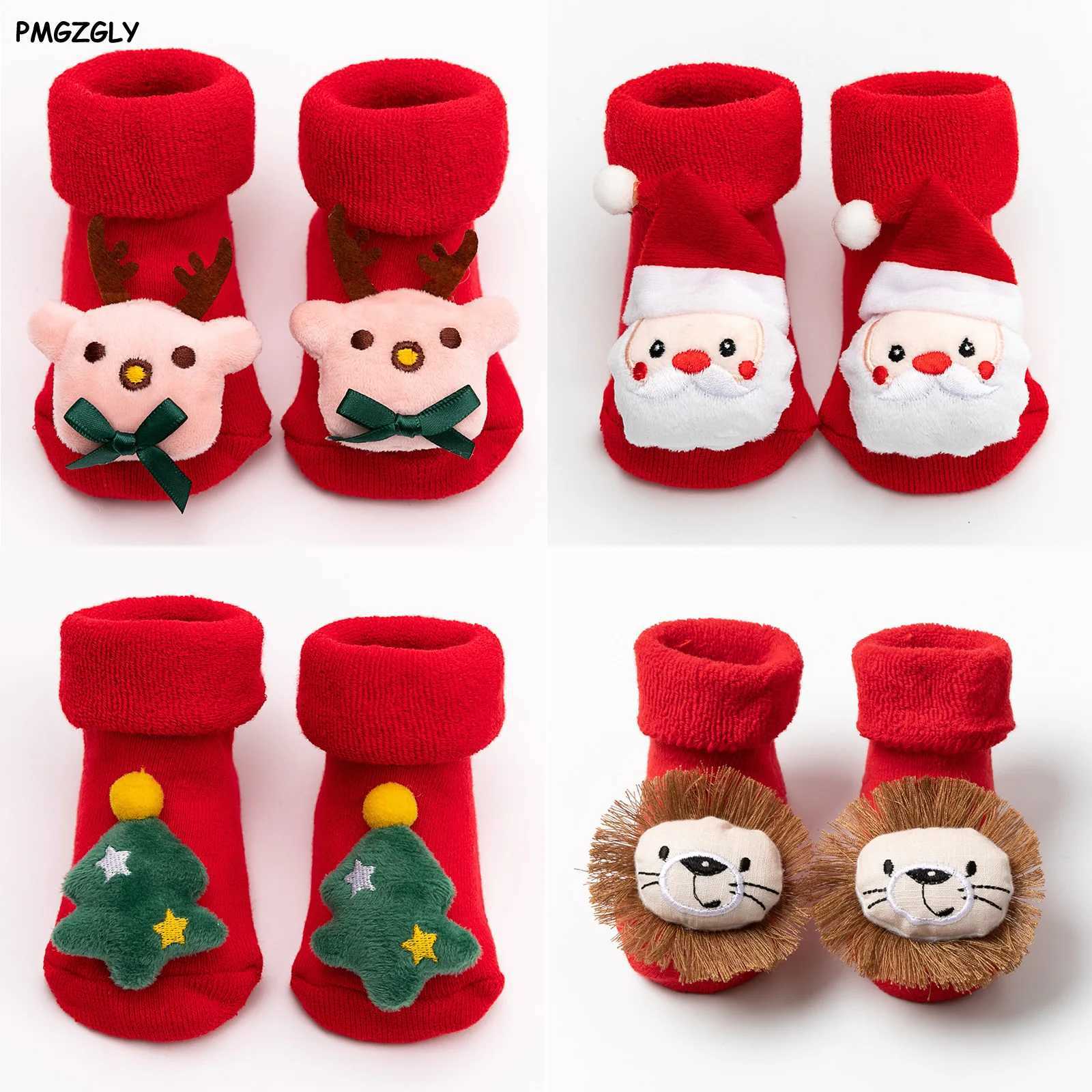 1 Pair Newborn Cotton Winter Baby Girls Boys Kids Antislip Socks Infant Christmas Santa Claus Warm Slippers Children Sock G251124