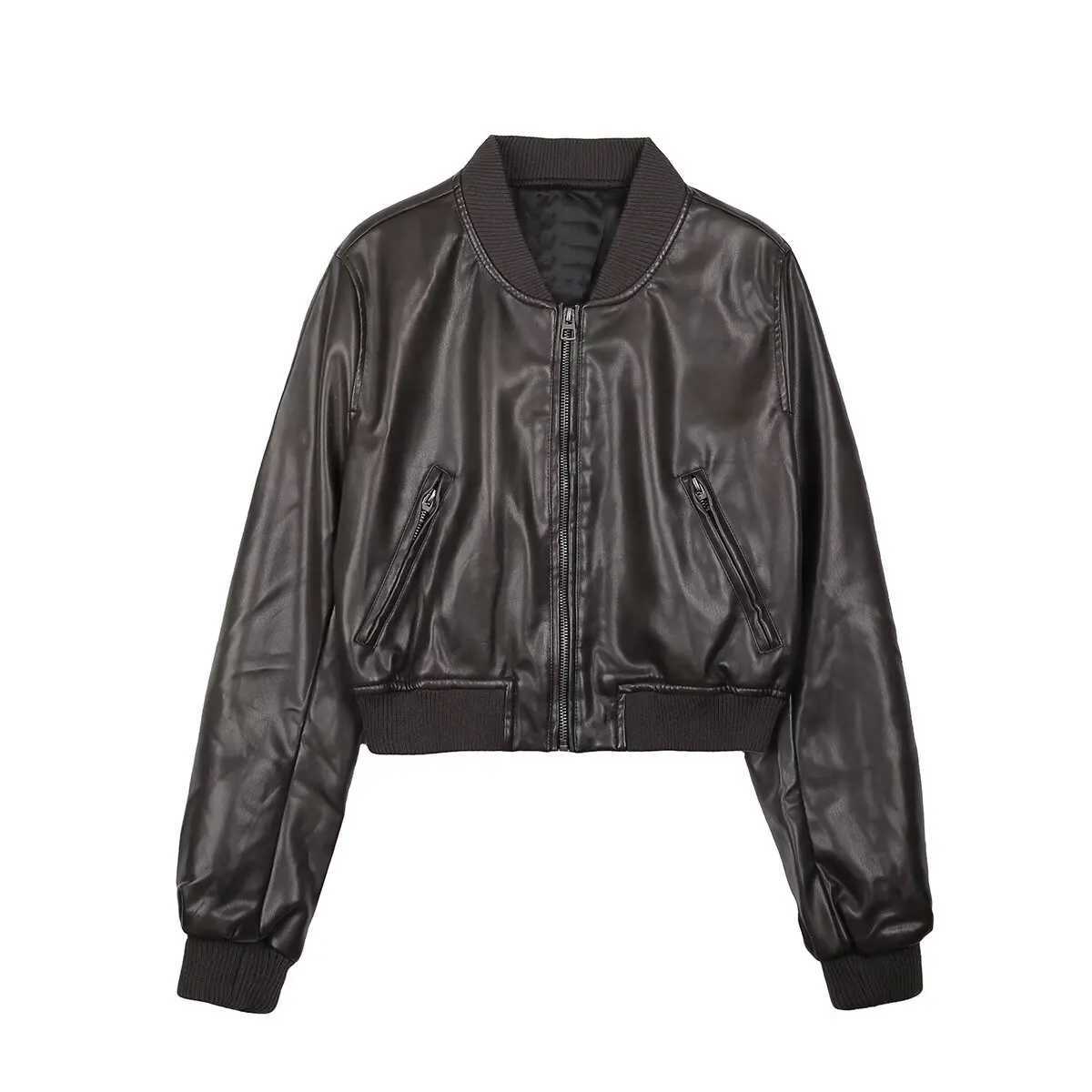 womens jacket retro motorcycle style long sleeved zipper style short style summer style new jacket J251124