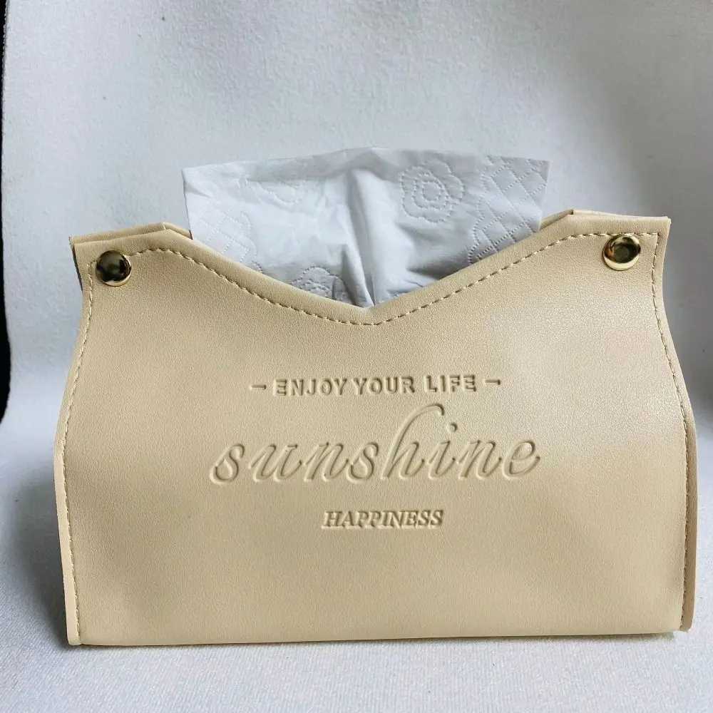 Solid Color Tissue Box Multi-purpose Foldable Napkin Holder PU Leather Storage Case Tissue Paper Storage BagM251124