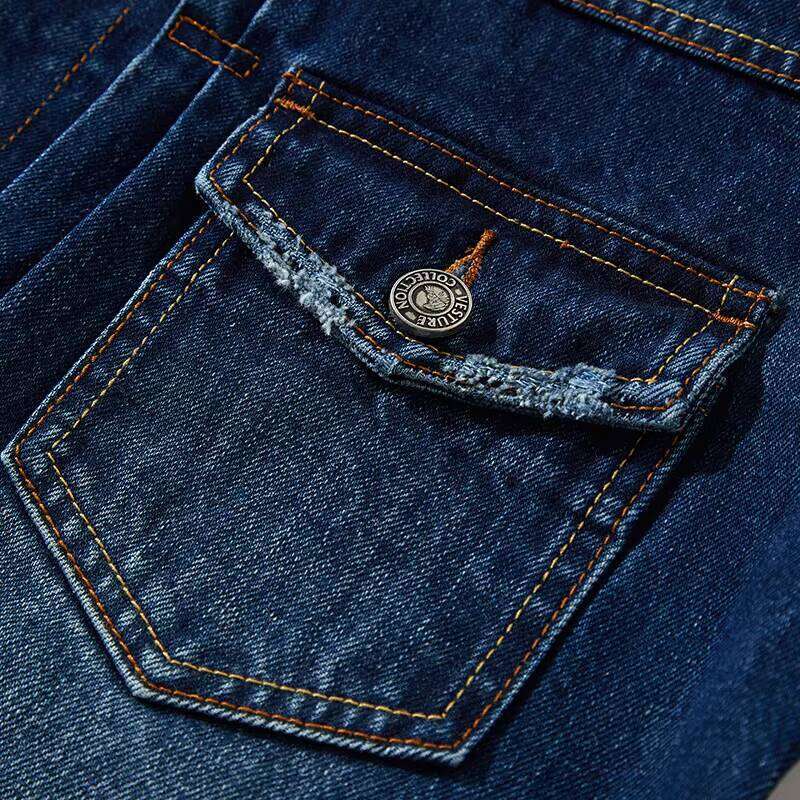 Factory Price Men's Streetwear Jean Slim Long Sleeve Washed Vintage Blue Denim Jacket for Men