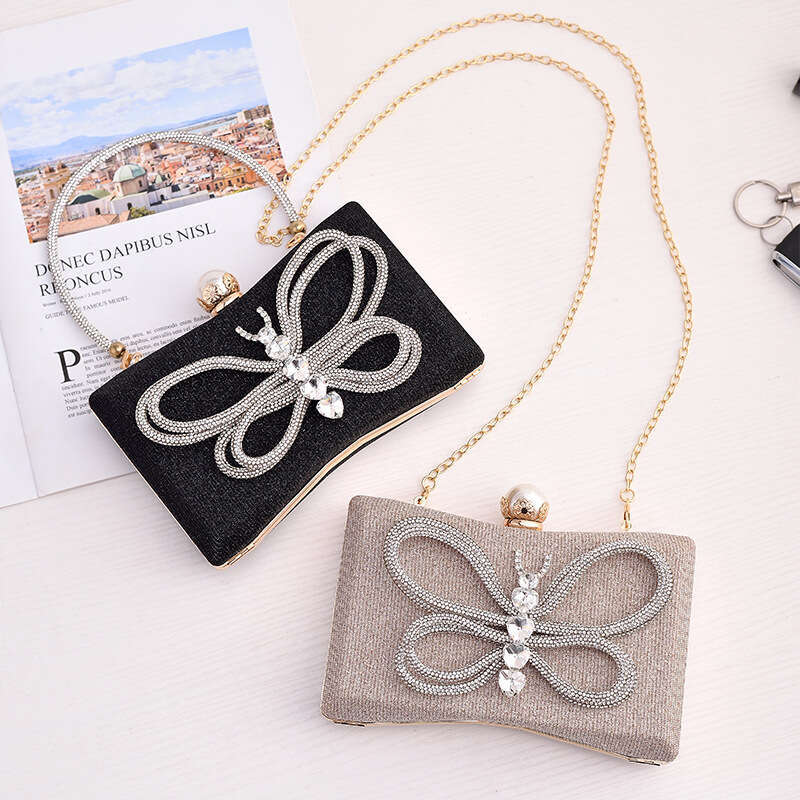 Dinner Bag Black Versatile Style Dress Bow Banquet Handheld Oblique Straddle Bag Chaozhou KQ