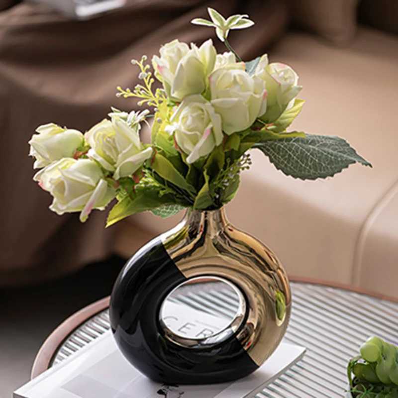 Ceramic Flower Vases For Living Room Luxury Nordic Plant PotDinning Table Hotel Home DecorationWedding Festival Artwork Golden C251124