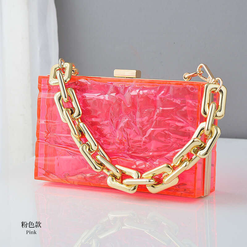 Dinner Bag New Ice Cracked Acrylic Transparent Popular Dinner Fashion Versatile Handheld Bag Female KQ