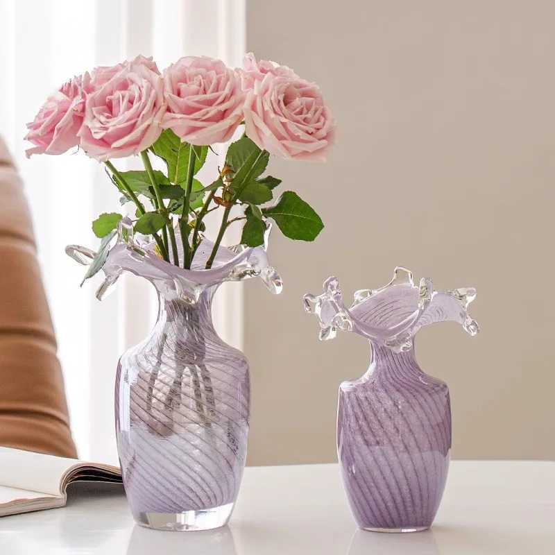 Light Luxury Purple Glass Vase Decoration Hydroponics Flowers Living Room Desktop Flower Arrangement Decoration C251124