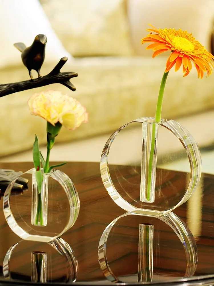 European Crystal Glass Vase Light Luxury Transparent Round Mini Flower Vases Hydroponic Systems Modern Home Decoration Accessory C251124