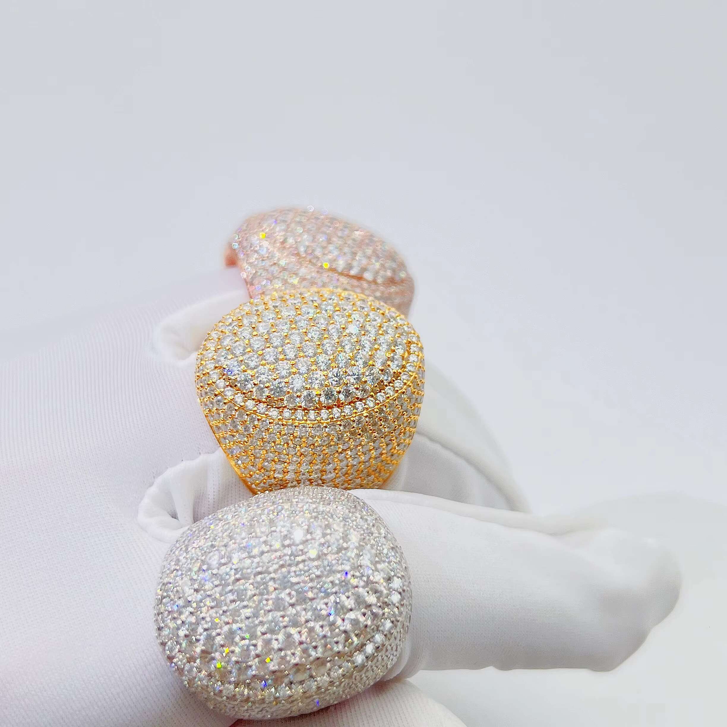 Diamond Tester Iced VVS Moissanite Ring Cool Pinky Man Hip Hop Style White Gold Plated Jewelry for Men