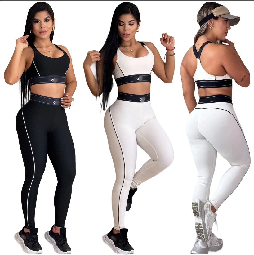 Summer New Designer brand Womens Sports Tracksuit Yoga Two Piece Set Adjustable sleeveless vest Pants Sets Running Fitness Casual Track Suit Womens Clothing