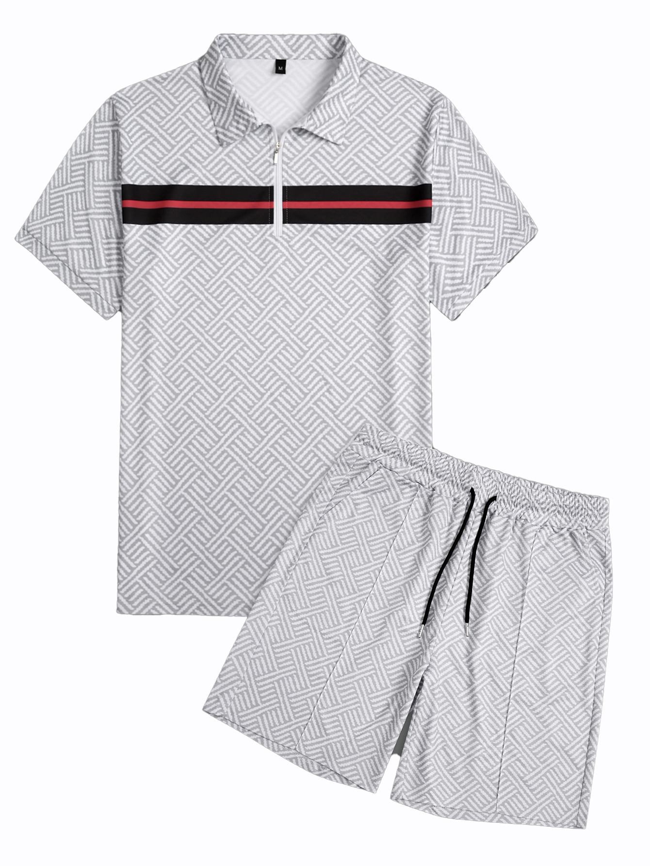 Men's Business Basic Casual Simple Comfortable Texture Fabric Breathable Collar Short Sleeve Polo Set