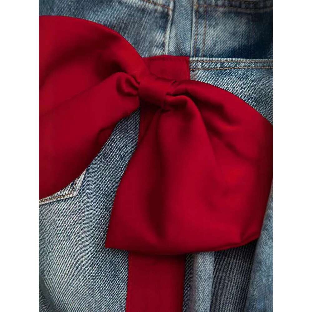 Getspring Women Jeans 2025 Spring Autumn New Fashionable Elegant Ribbon All Match Color Matching Loose Casual Long Denim Pants