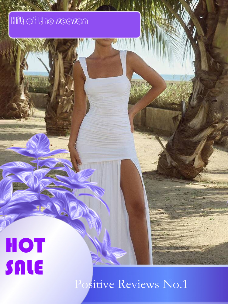 Dongdumaoyi Townlike Elegant Pleated A Line Maxi Long Dress Women Spaghetti Strap Summer Nightclub Sexy Party Dresses Vestidos