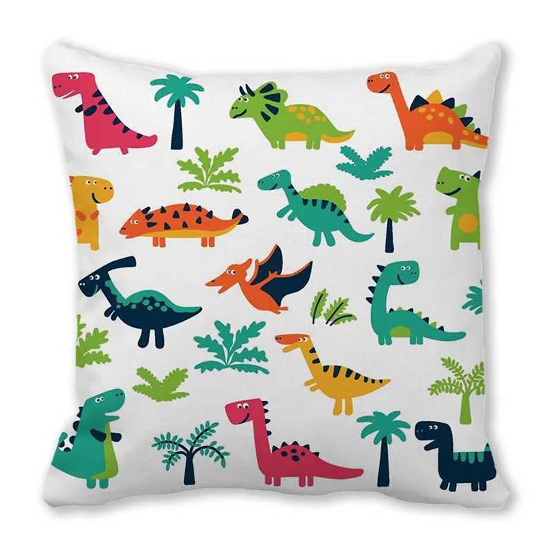 Cute little dinosaur animal Digital printing short plush pillow covers for car sofa office cushion cover home goods G251124