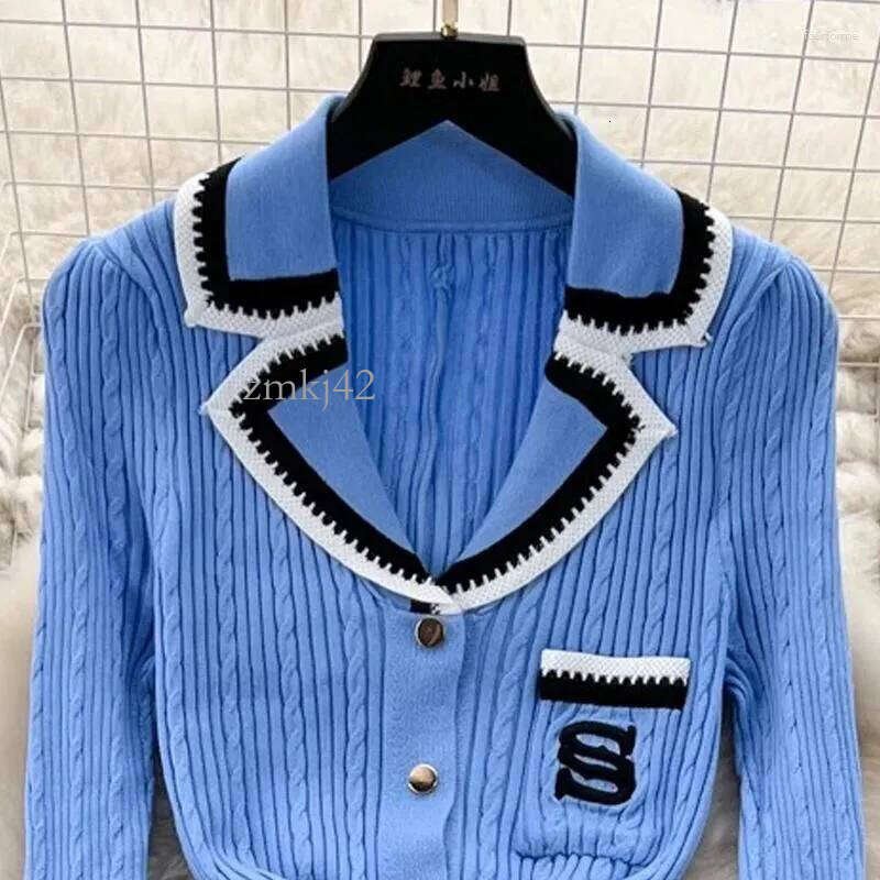 sandro Sandro Dress For Woman Designer Casual Dresses Fashion Knitted Maxi Dress Elegant Turn-Down Collar Embroidery Long Shirt Lady Sweater Vestidos Summer c34