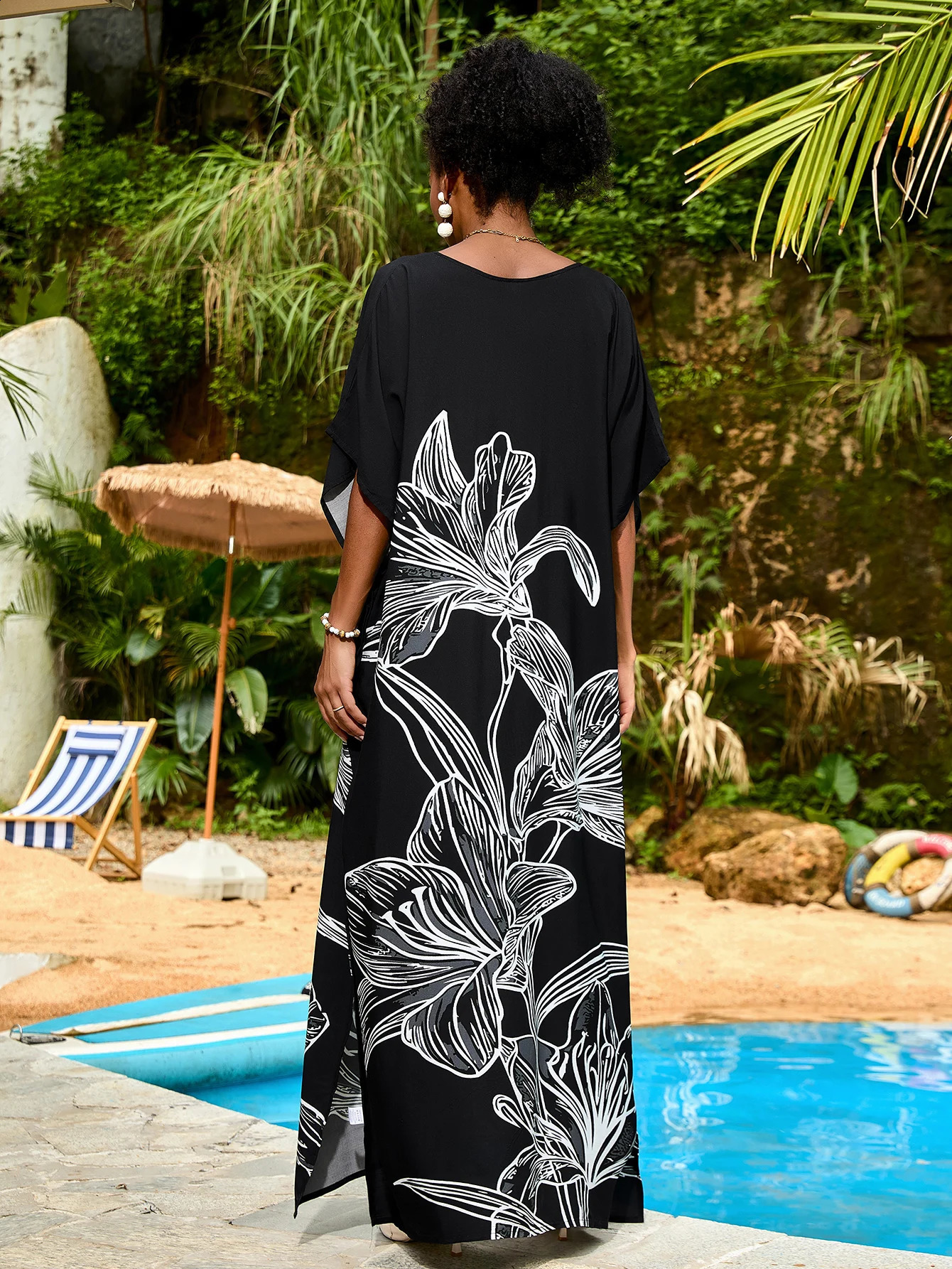 Summer Beach Bohemian Wind VTie Side Seam Vacation Ski Shirt 250422