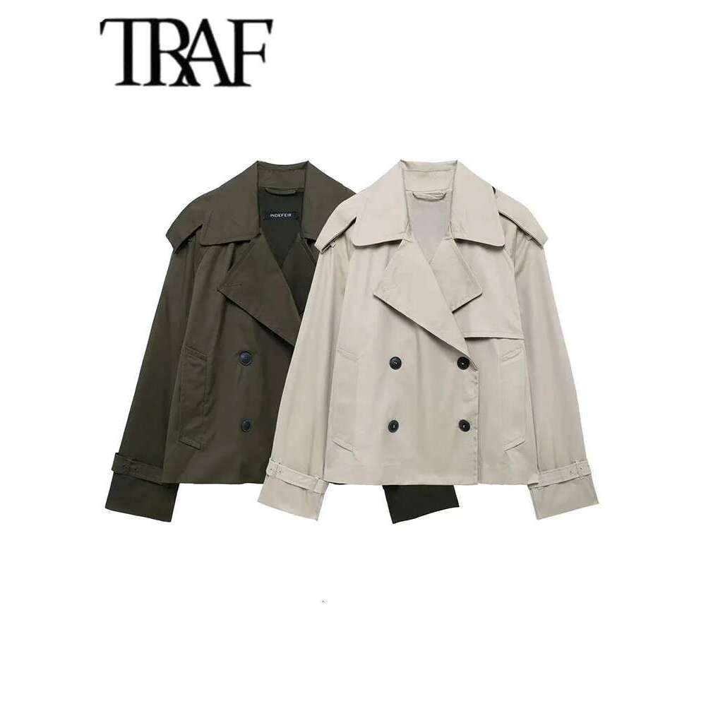 Designer Clothes Streetwear Cropped Jacket Autumn Double-Breasted Jackets For Women Long Sleeve Coat Woman Casual New Outerwear