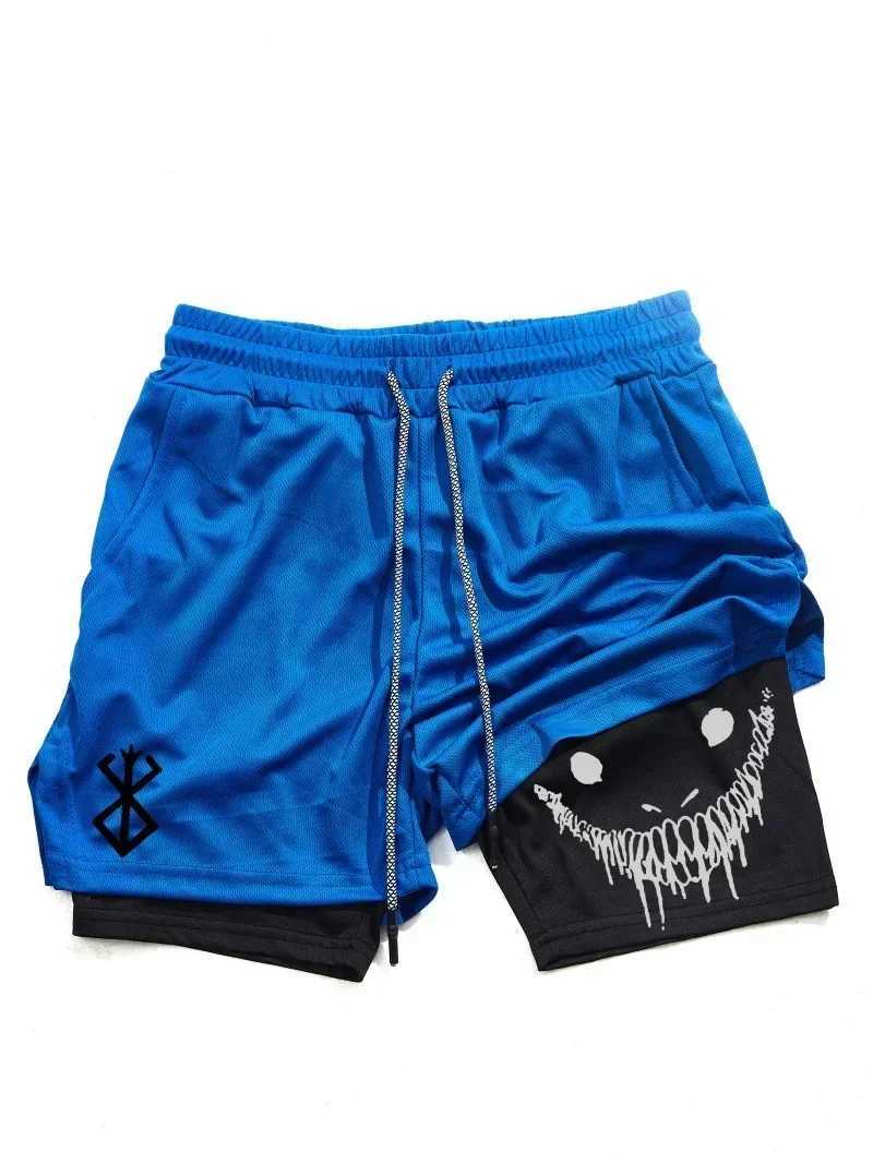 Compression shorts mens 2-in-1 performance shorts pocket drawstring quick dry running training summer sportswear M-3XL T250424